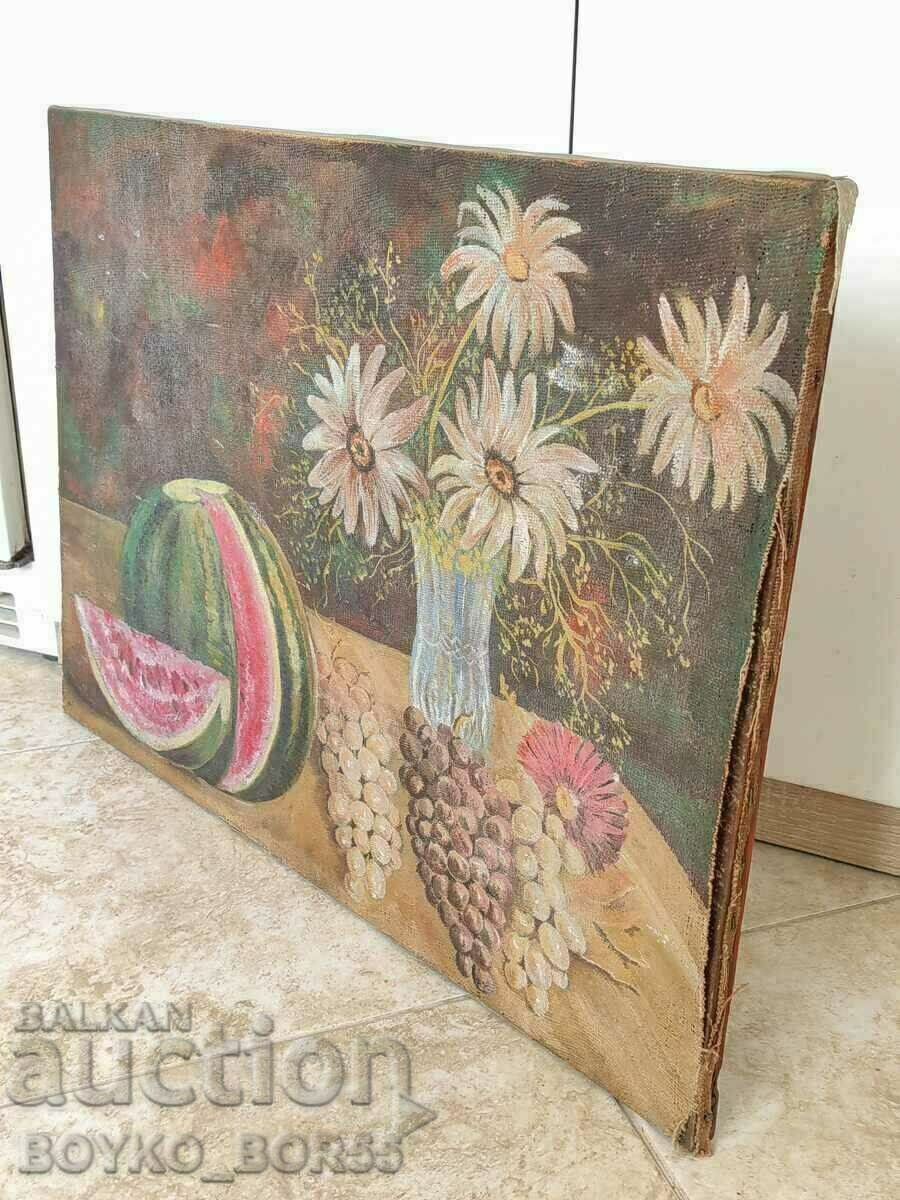 Very Old Rousse Painting Still Life m.b. canvas 1930s with price 75.00 BGN | € 38.35