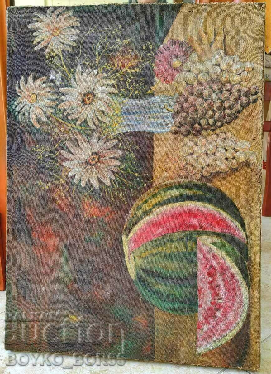 Very Old Rousse Painting Still Life m.b. canvas 1930s - 5