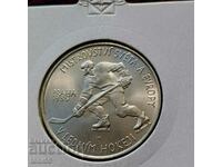 Чехословакия 100 крони 1985 UNC - сребро  хокей