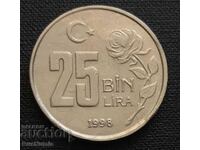 Турция.  25 000 лири 1998 г.