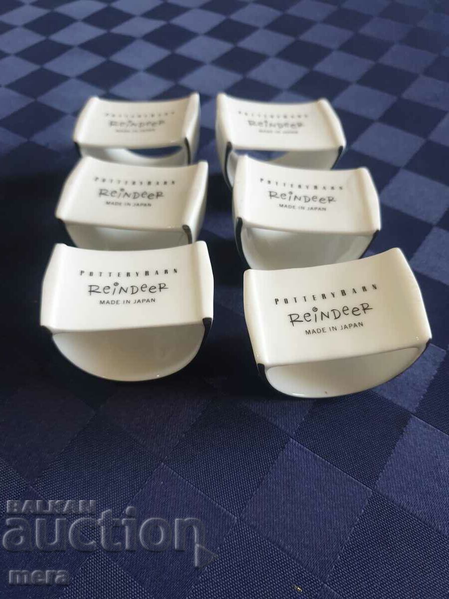 Porcelain rings - Rottery barn reindeer made in Japan - 5 Porcelain rings - Rottery barn reindeer made in Japan - 5