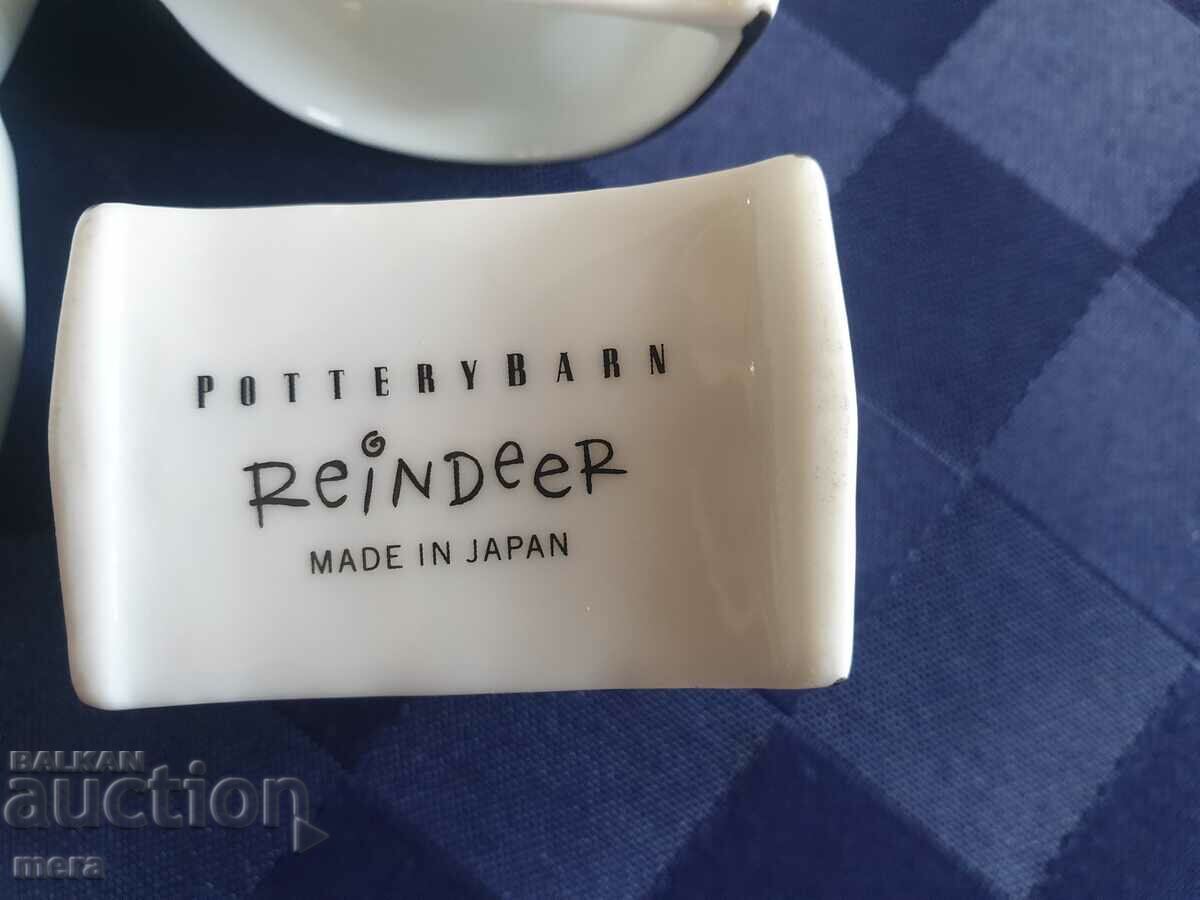 Porcelain rings - Rottery barn reindeer made in Japan - 6 Porcelain rings - Rottery barn reindeer made in Japan - 6