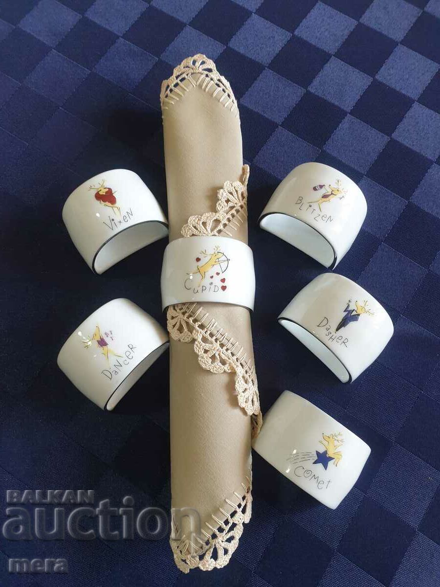 Porcelain rings - Rottery barn reindeer made in Japan - 7 Porcelain rings - Rottery barn reindeer made in Japan - 7