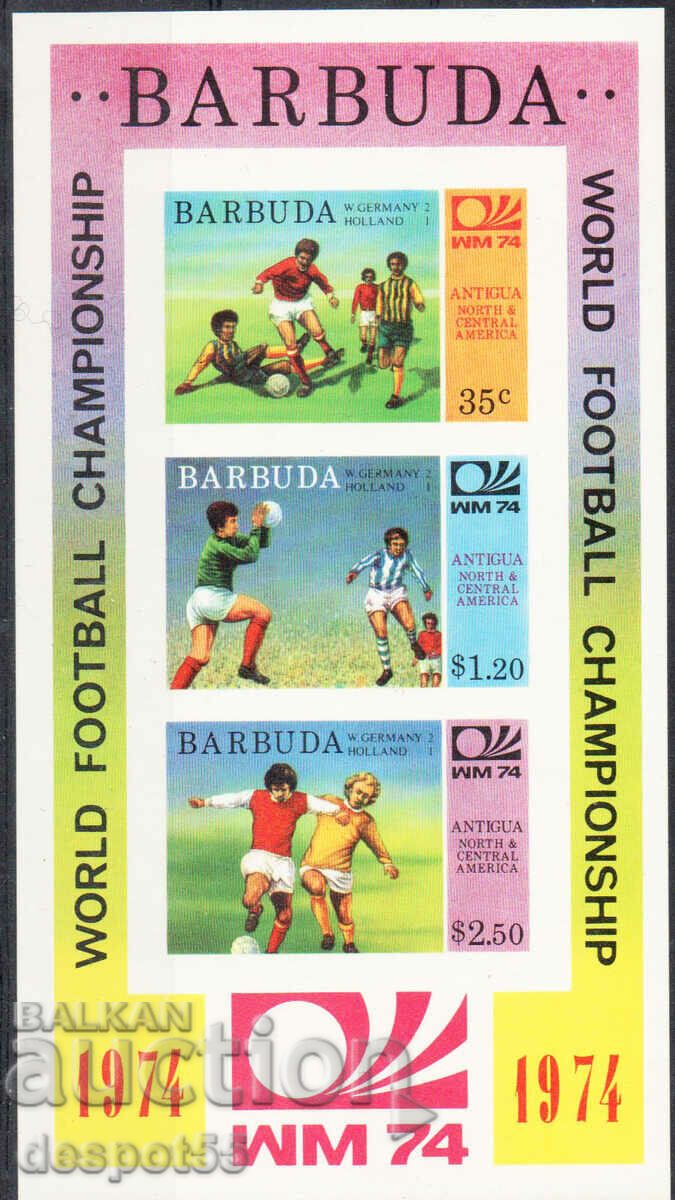 1974. Barbuda. World Cup in football - Zap. Germany. Block