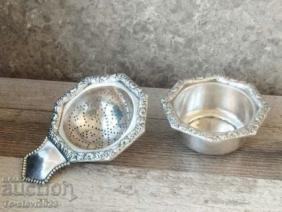 Old German Silver Tea Strainer -