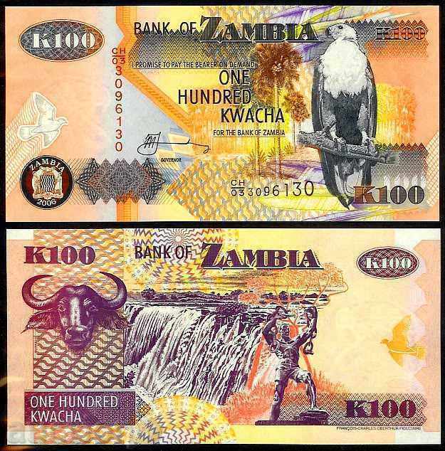 ZORBA AUCTIONS ZAMBIA 100 QUAD 2006 UNC