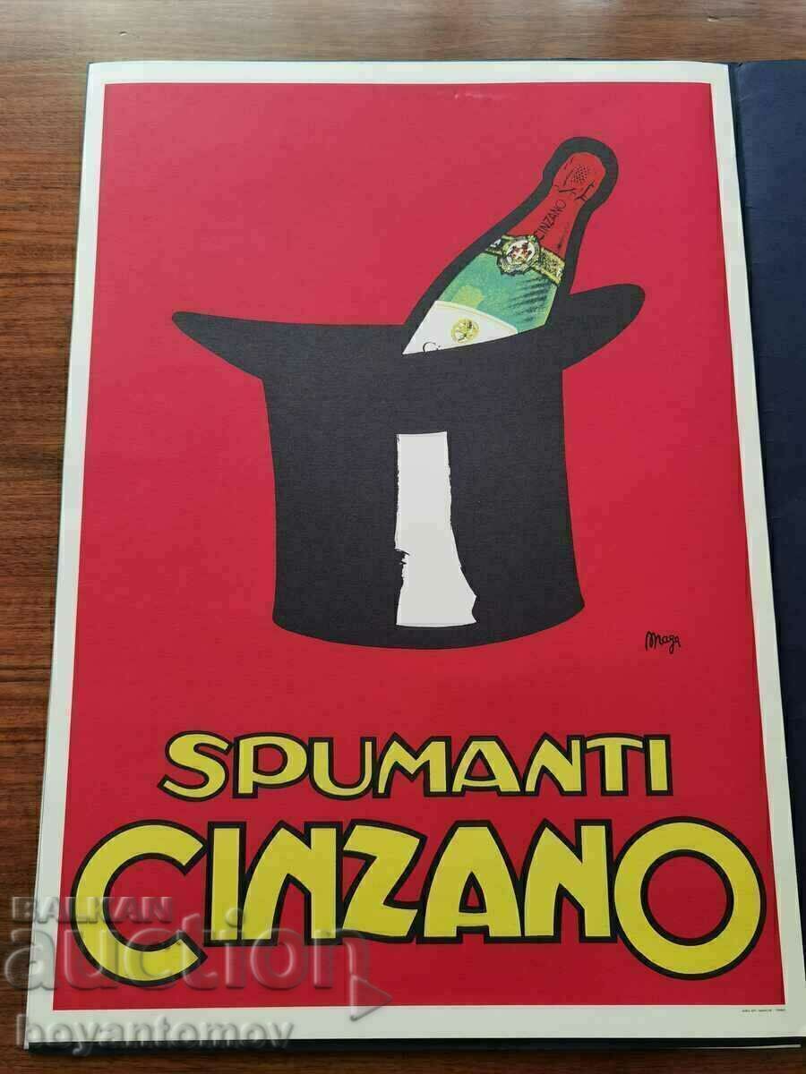 Auction  Set of 4 vintage posters Album Manifesti Cinzano d'Epoc
