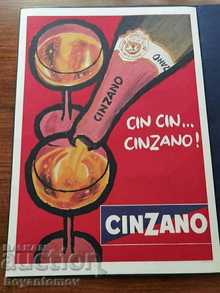 Delivery of Set of 4 vintage posters Album Manifesti Cinzano d'Epoc
