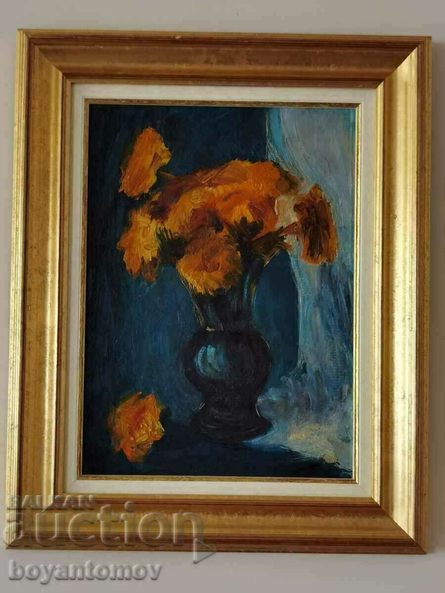 Pictură natură moartă vază cu flori, MBK, NA