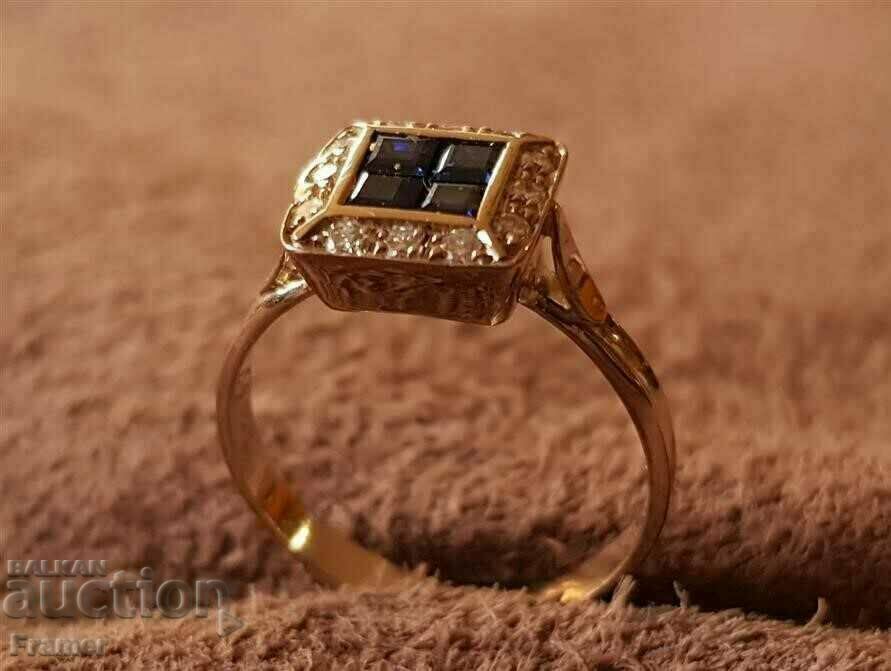 18K GOLD with DIAMONDS diamonds sapphires Stylish ring - 5 18K GOLD with DIAMONDS diamonds sapphires Stylish ring - 5