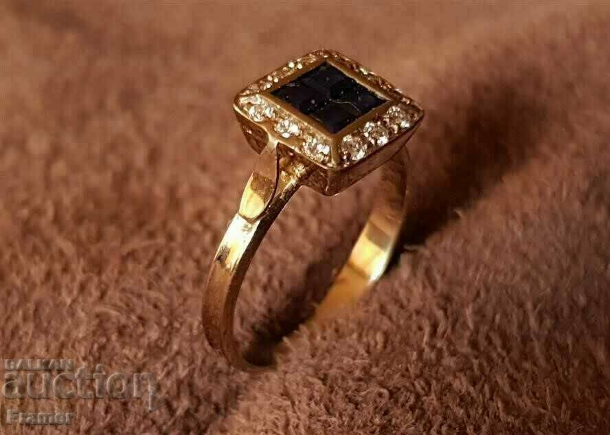 18K GOLD with DIAMONDS diamonds sapphires Stylish ring - 6 18K GOLD with DIAMONDS diamonds sapphires Stylish ring - 6