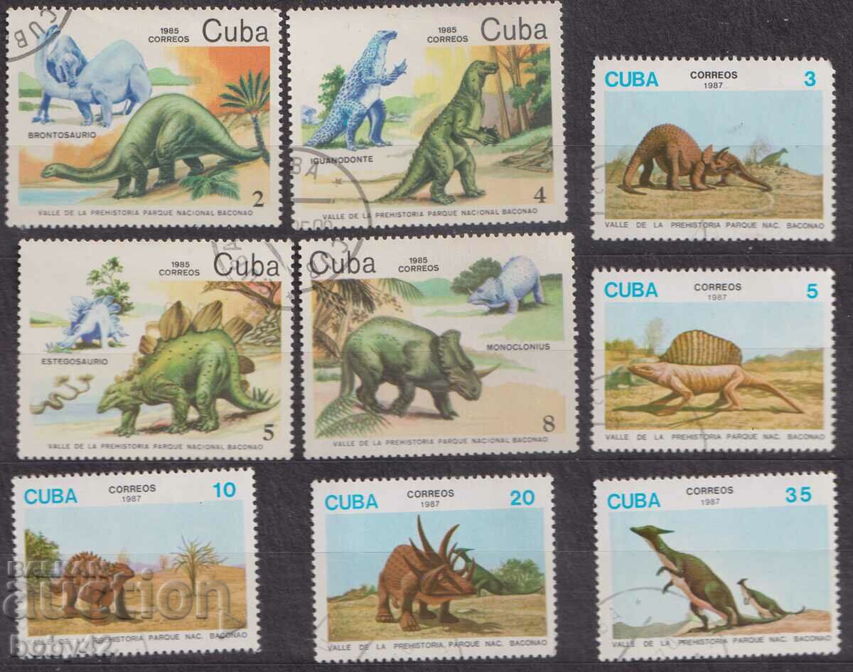 FAUNA - PREHISTORIC ANIMALS, CUBA 9 POST. BRANDS