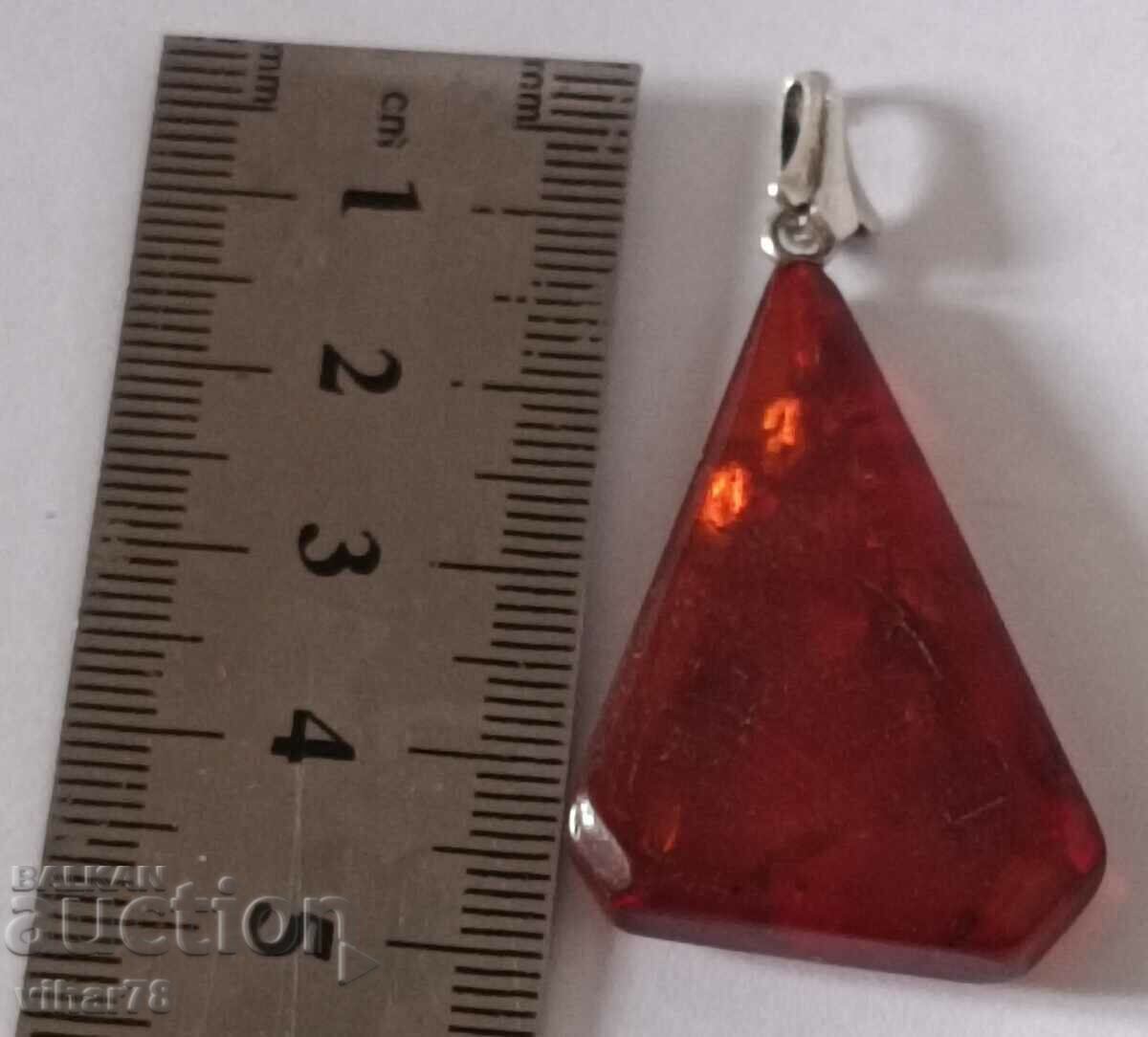Silver pendant with amber - 5