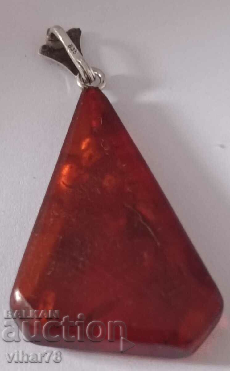 Silver pendant with amber - 6 Silver pendant with amber - 6