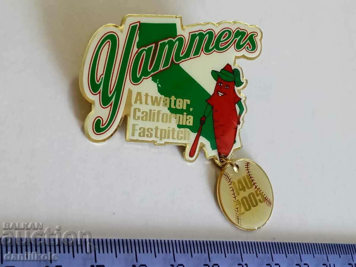 Auction  *$*Y*$* USA BADGE PIN BASEBALL SOFTBALL - SUPER - RRR *$*Y*$*