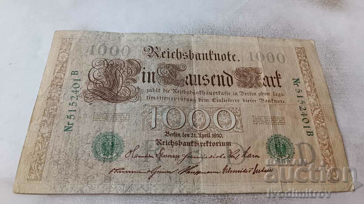 Германия 1000 райхсмарки 1910