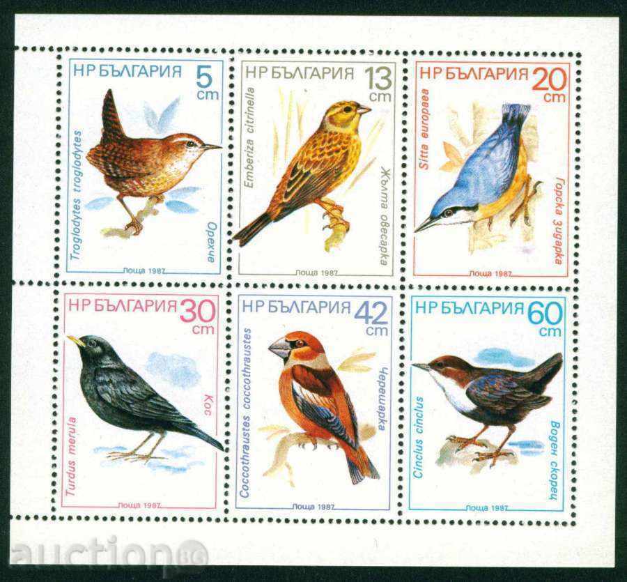 3632І Βουλγαρία 1987 - ωδικών πτηνών - ΔΕΛΤΙΟ BLOCK **