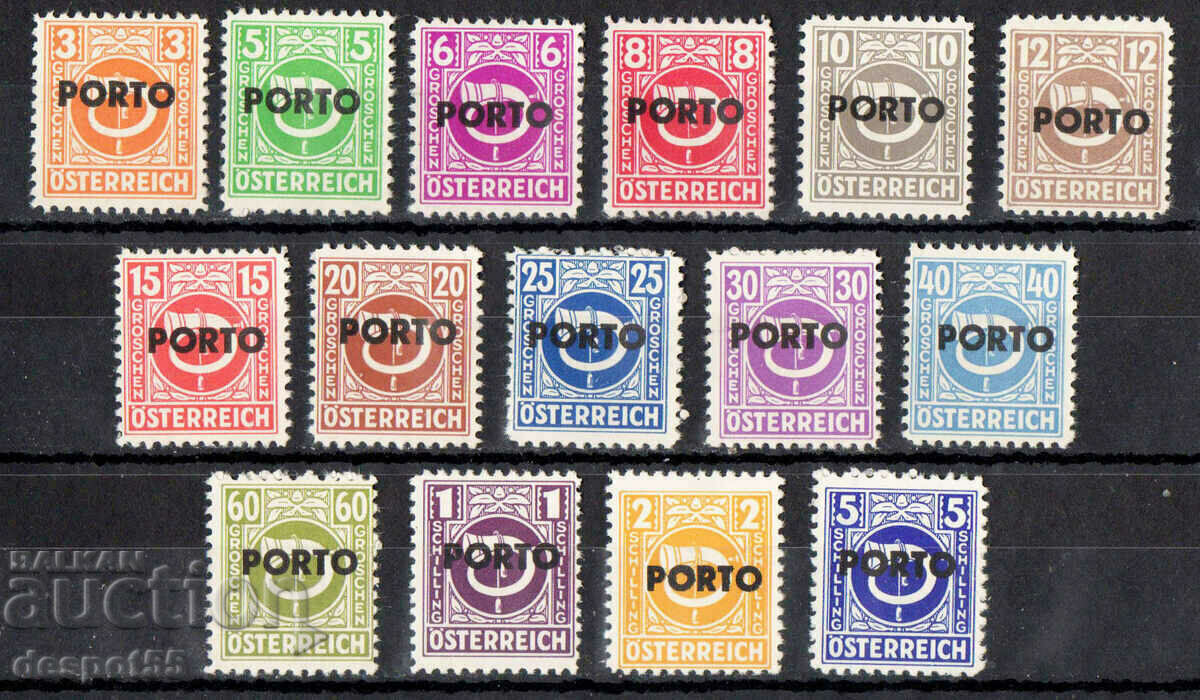 1946. Austria. Timbre poștale din 1945 cu supratipărire. „PORTO”.
