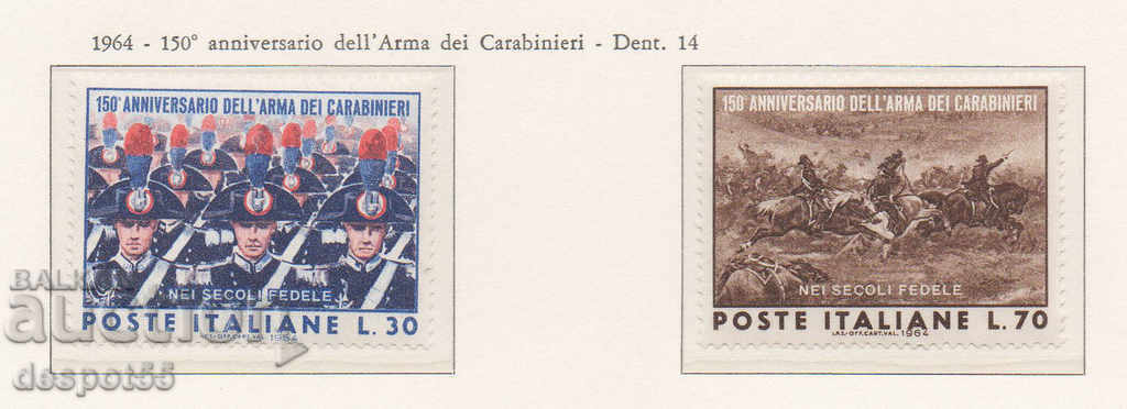 1964. Italia. 150 de ani de la Carabinieri.