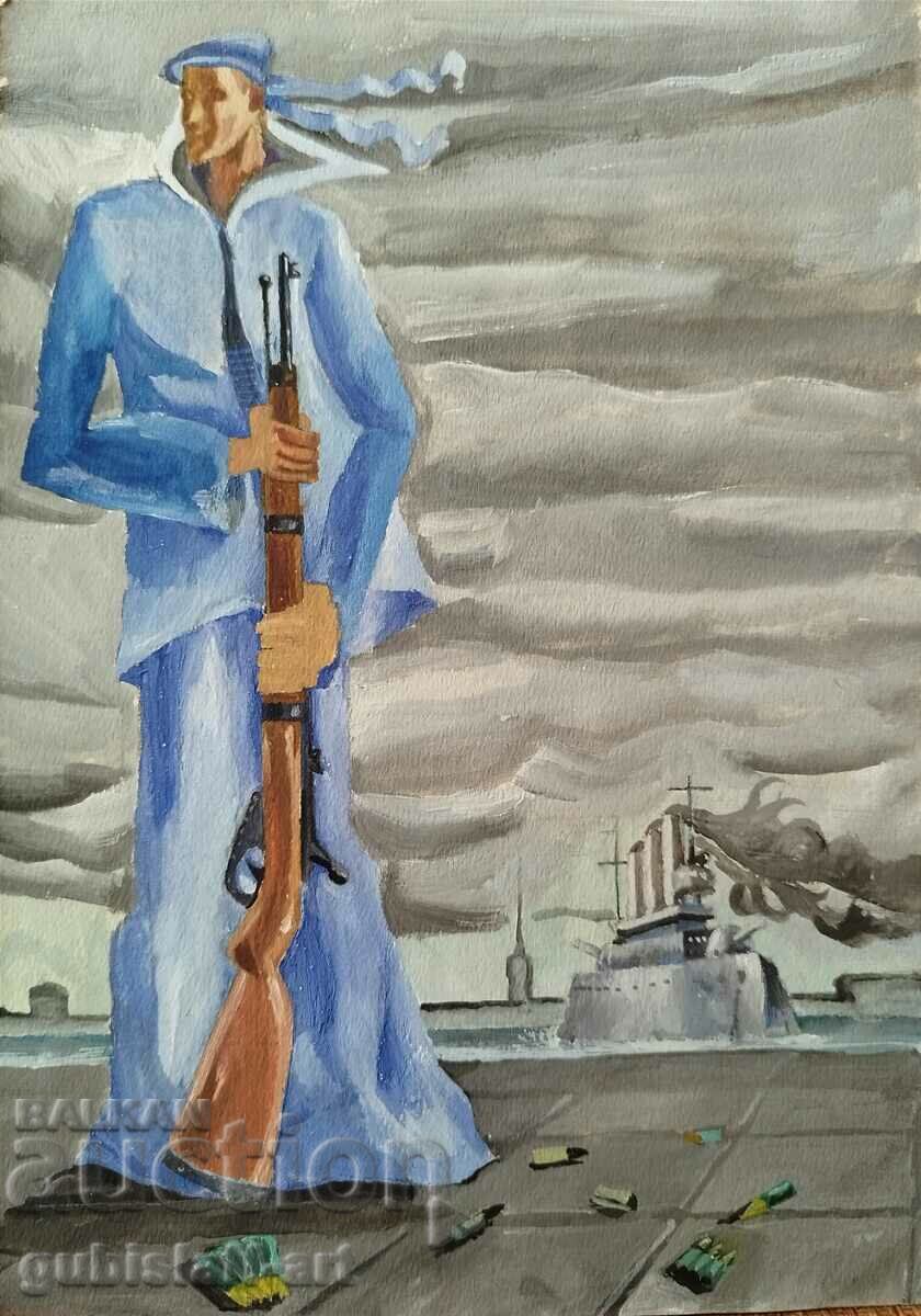 Painting, sailor, Aurora, revolution BZC