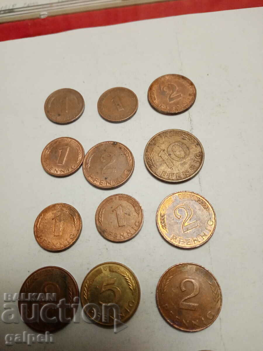 LOT OF COINS - GERMANY - 15 pcs. - BGN 2.5 - 6 LOT OF COINS - GERMANY - 15 pcs. - BGN 2.5 - 6
