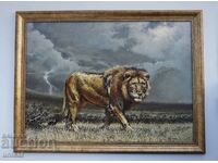 "Η καταιγίδα πλησιάζει" - λιοντάρι, εικόνα, ζωγραφική