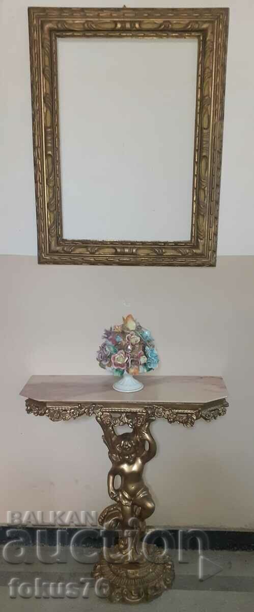A great Baroque frame wooden console table set with price 690.00 BGN | € 352.79 A great Baroque frame wooden console table set with price 690.00 BGN | € 352.79