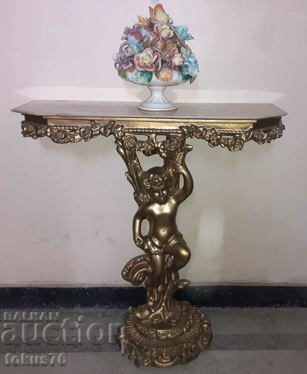 Auction A great Baroque frame wooden console table set Auction A great Baroque frame wooden console table set