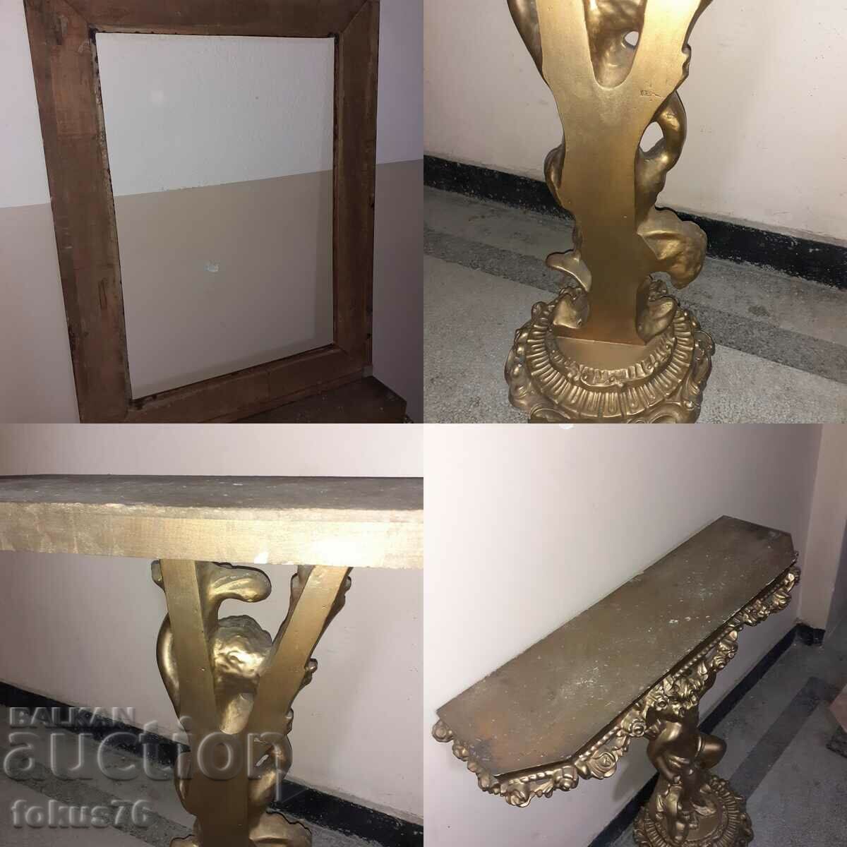 A great Baroque frame wooden console table set - 6 A great Baroque frame wooden console table set - 6