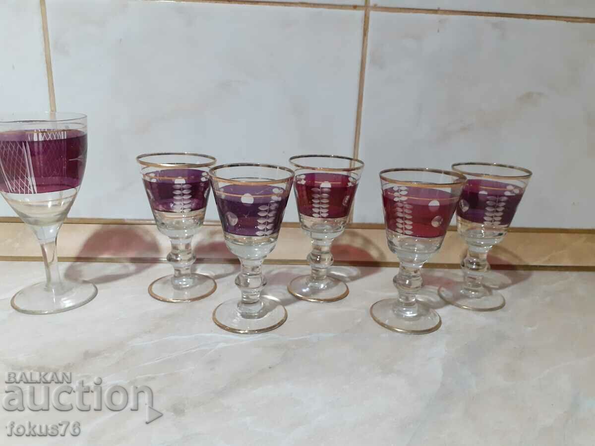 Auction Lot of red glass goblets Auction Lot of red glass goblets