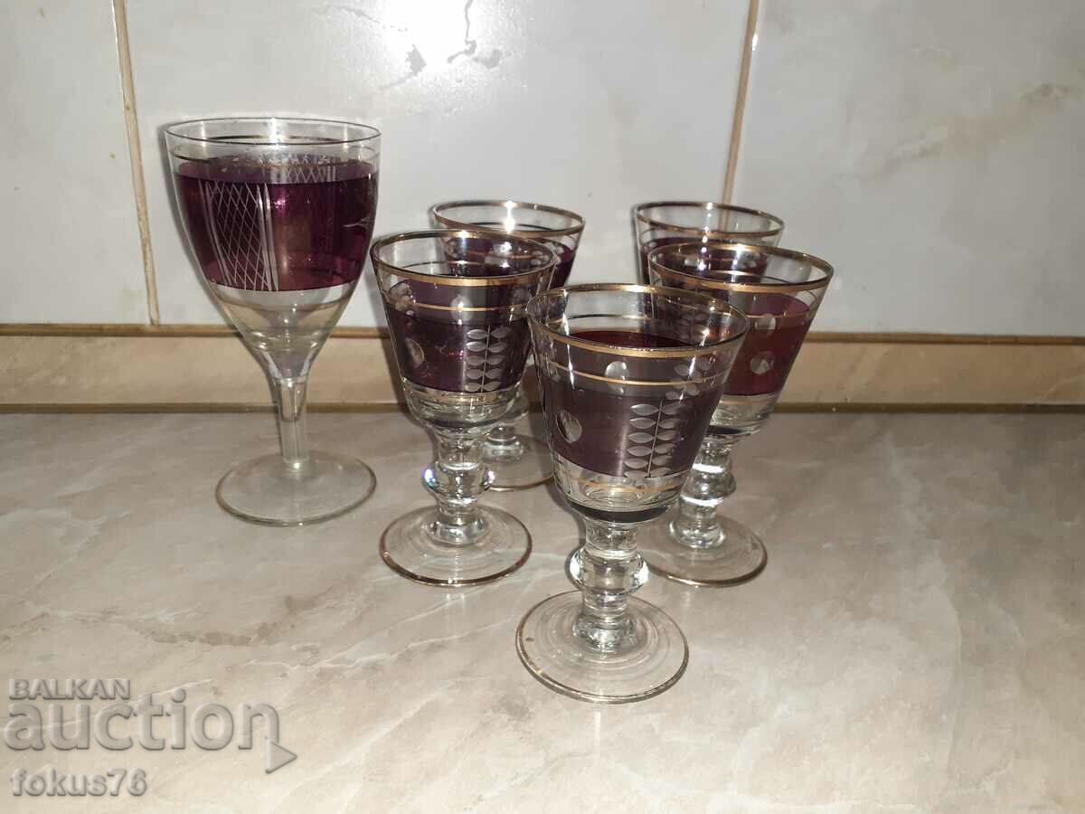Lot of red glass goblets