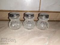 Set of small glass salt shakers 3 pcs.