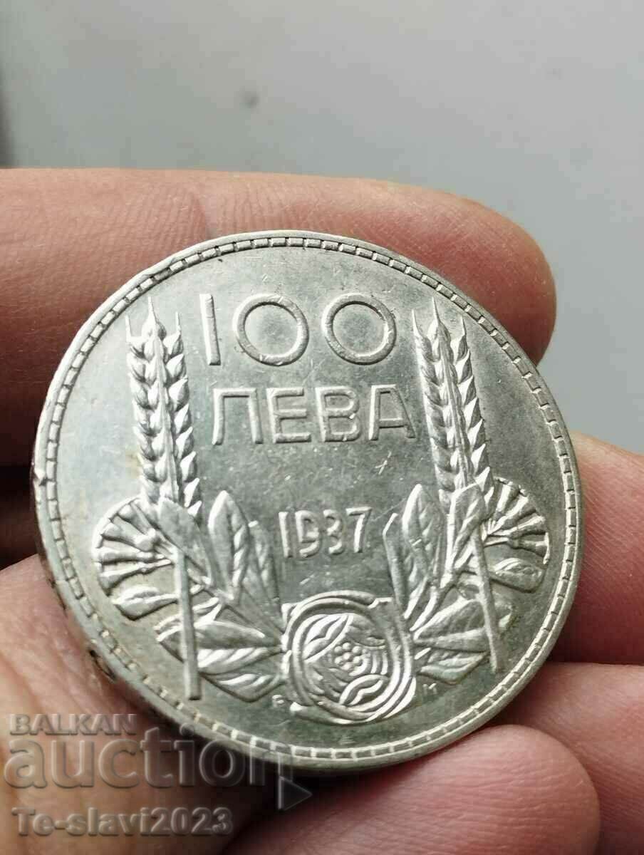 100 BGN 1937 - coin, silver Bulgaria