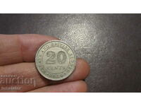 1964 Borneo British Malaya 20 cents