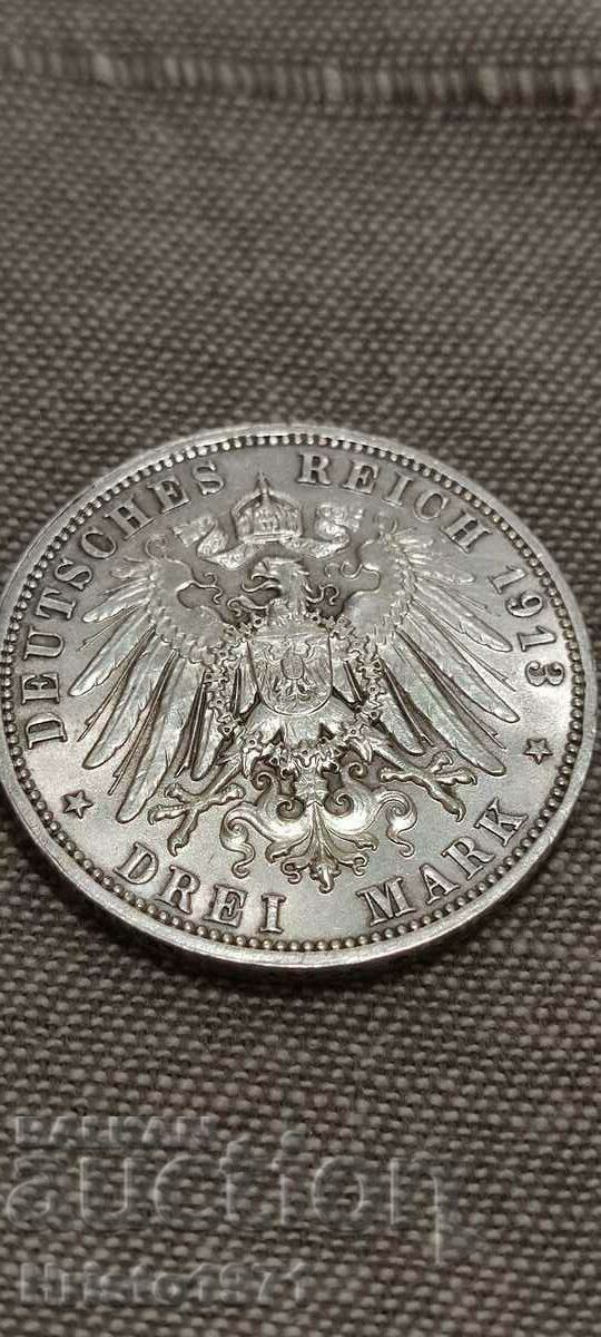 3 марки 1913 Прусия