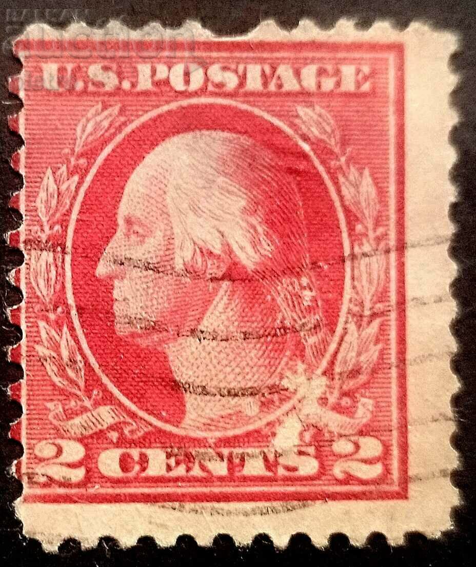 USA, Джордж Вашингтон.1914г. 2 ¢ розово червена използвана..