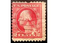 USA, Джордж Вашингтон.1914г. 2 ¢ розово червена използвана..