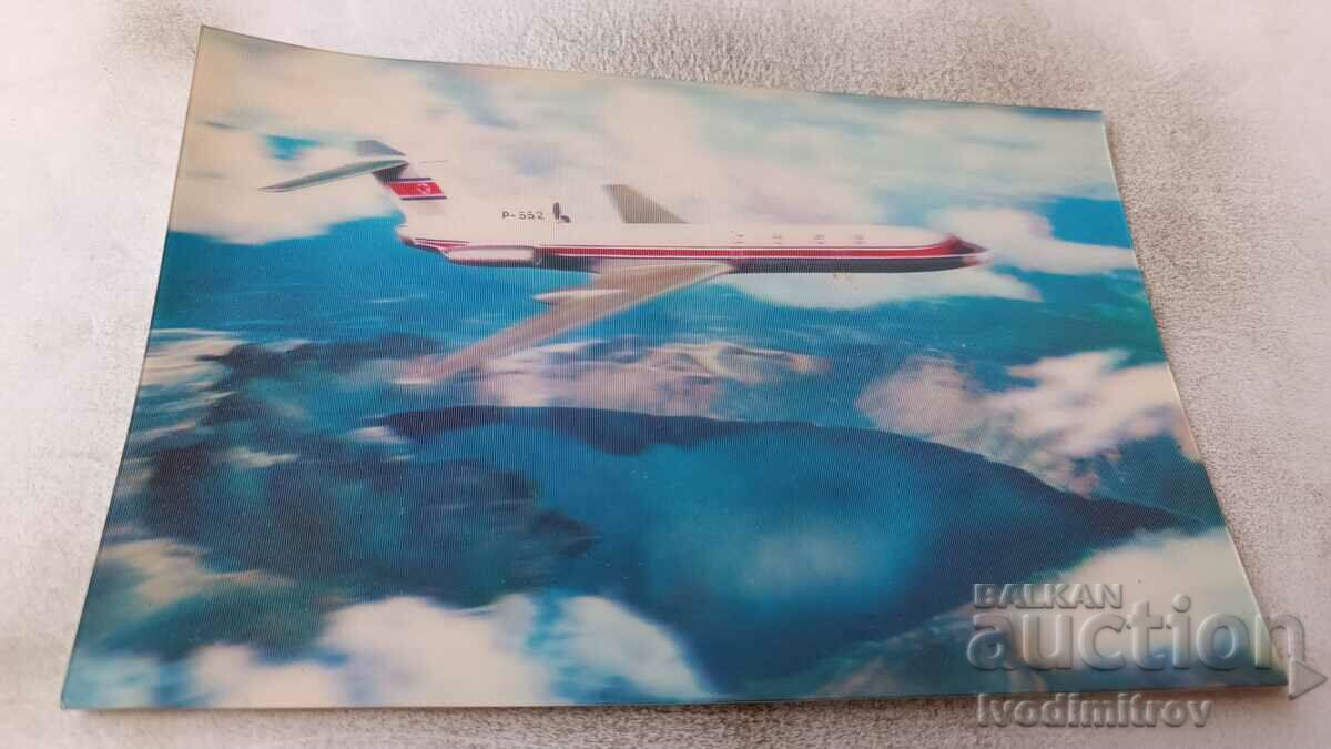 Stereo card TU-154 Flying over Lake Chonji on Mt. Paekdu