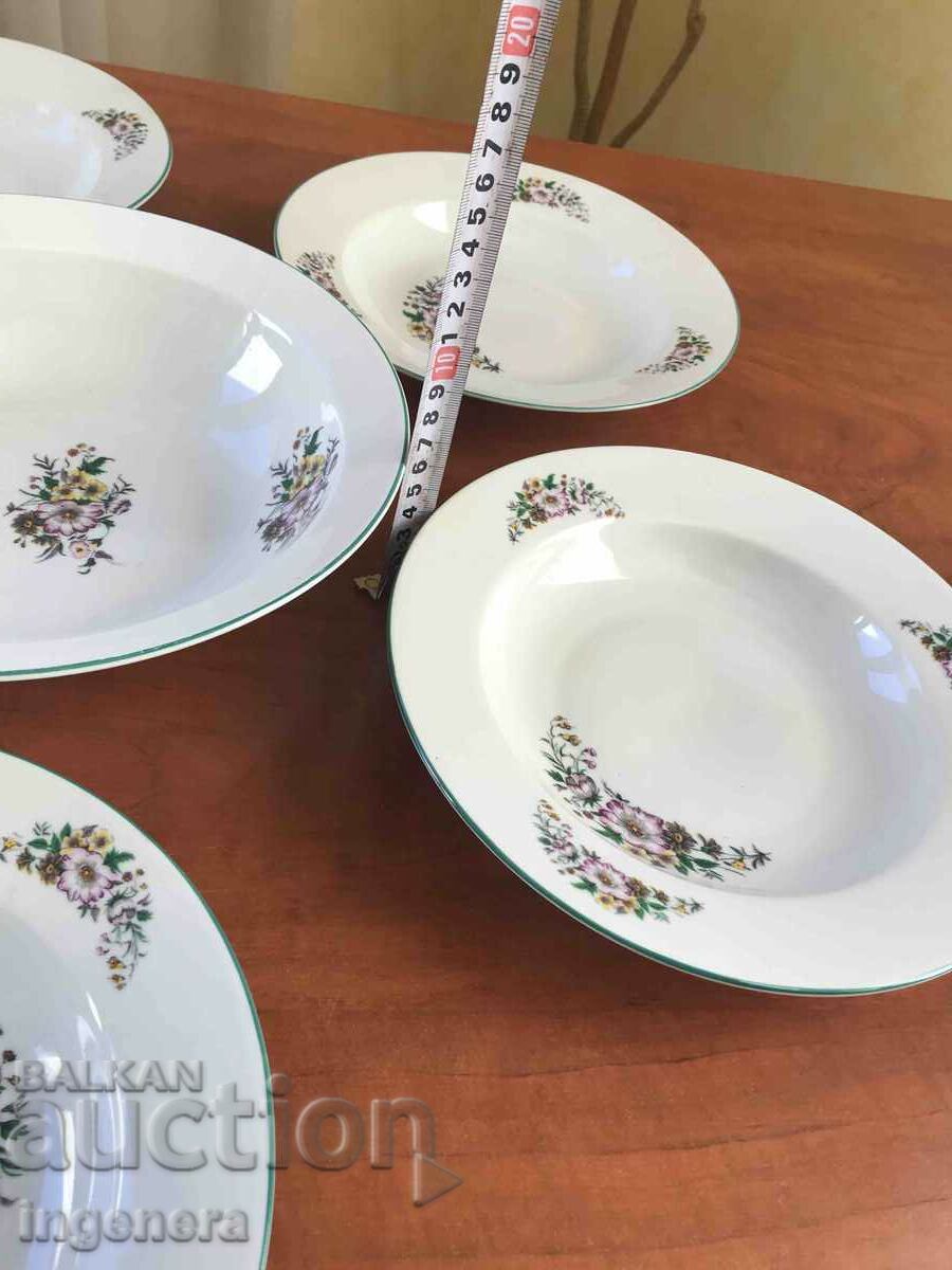 PORCELAIN PLATE BOWL SERVICE BULGARIA - 7 PORCELAIN PLATE BOWL SERVICE BULGARIA - 7