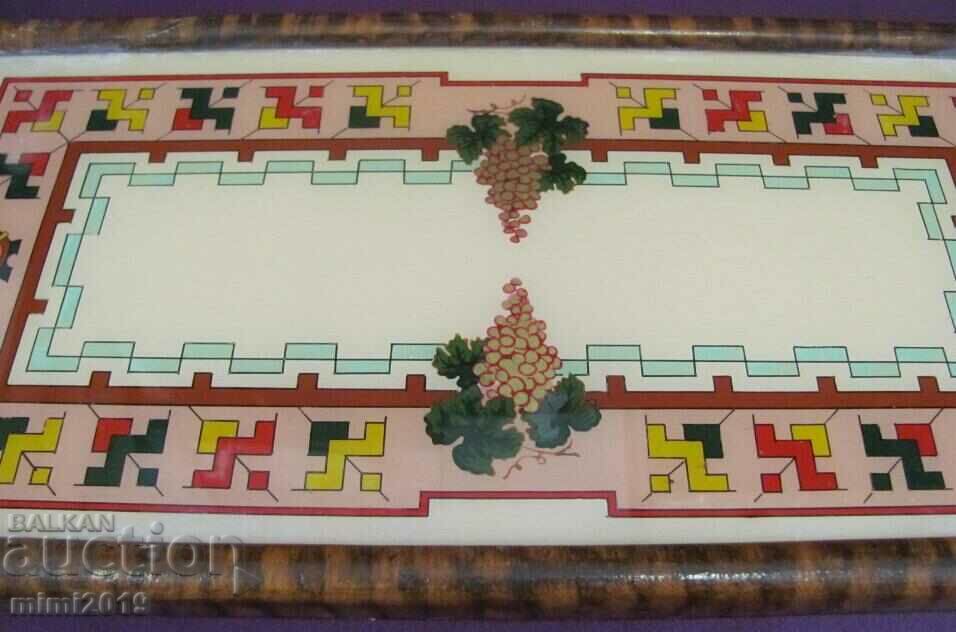 Auction 19th century Hand Painted Tray wood and glass Auction 19th century Hand Painted Tray wood and glass