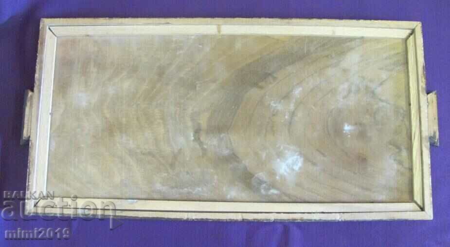 19th century Hand Painted Tray wood and glass - 7 19th century Hand Painted Tray wood and glass - 7