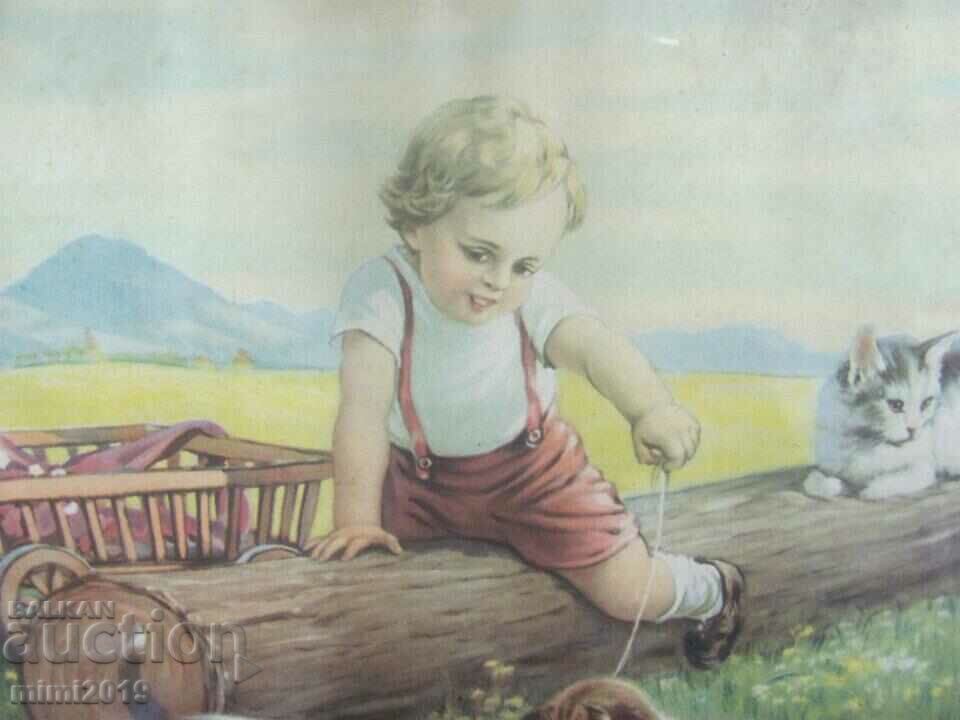 Auction  Antique Lithograph in Original Wooden Frame with Glass