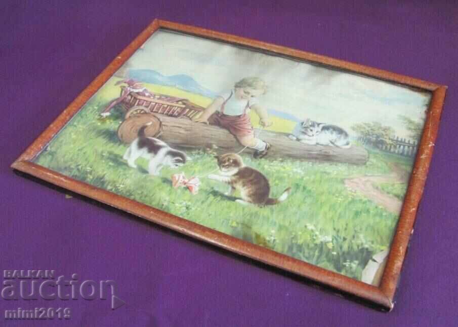 Delivery of Antique Lithograph in Original Wooden Frame with Glass