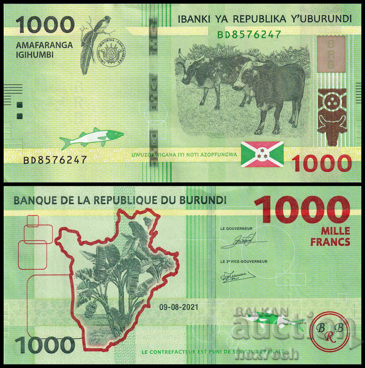 ❤️ ⭐ Burundi 2021 1000 franci UNC nou ⭐ ❤️