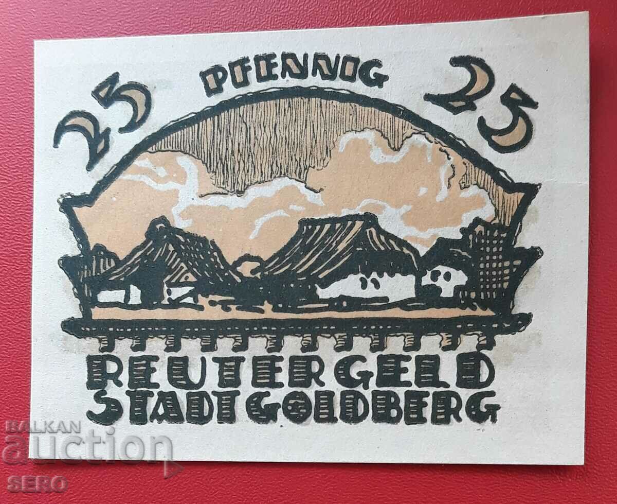 Banknote-Germany-Mecklenburg-Pomerania-Goldberg-25 pf.1922