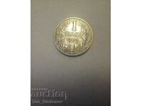 1 франк 1909 Белгия Леополд ll сребро