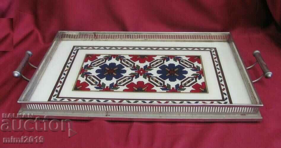 1900s Art Nouveau Secession Tray Glass, Metal, Brass with price 100.00 BGN | € 51.13 1900s Art Nouveau Secession Tray Glass, Metal, Brass with price 100.00 BGN | € 51.13