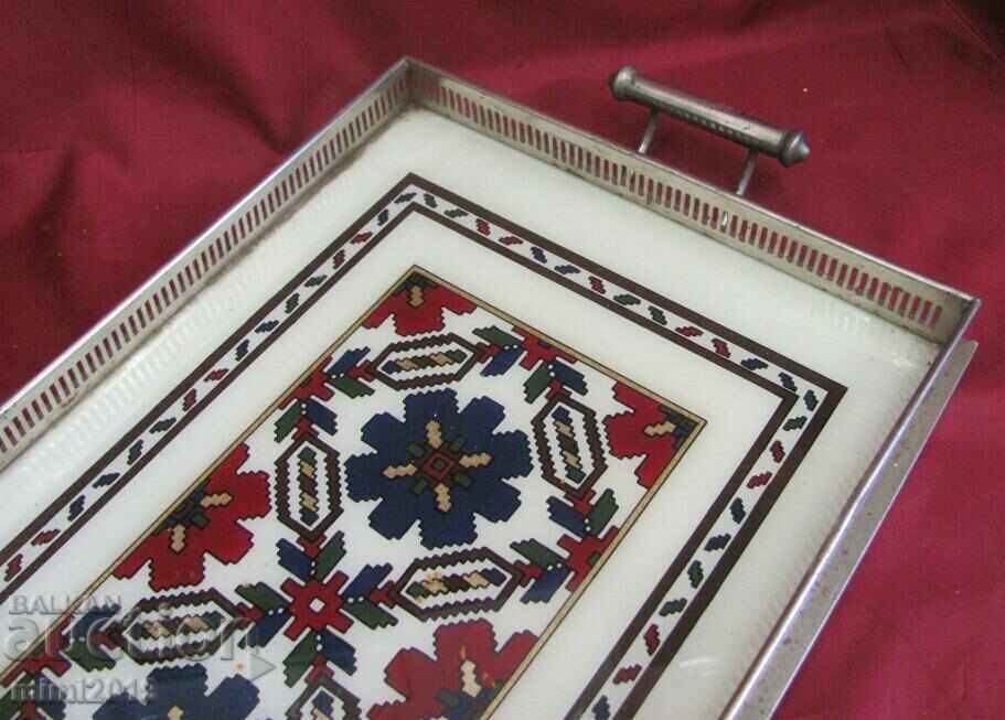 1900s Art Nouveau Secession Tray Glass, Metal, Brass - 6 1900s Art Nouveau Secession Tray Glass, Metal, Brass - 6