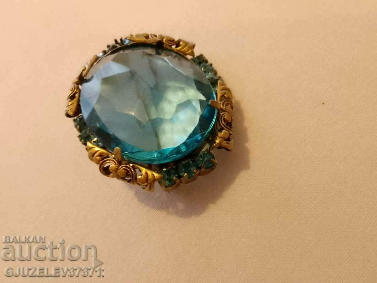 Старинна art deco позлатена  бронзова брошка с -кристал с цена € 95.50 | 186.78 лв.