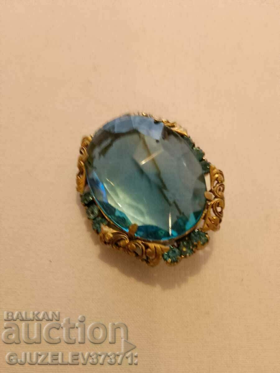 Antique art deco gilt bronze brooch with -crystal - 7 Antique art deco gilt bronze brooch with -crystal - 7